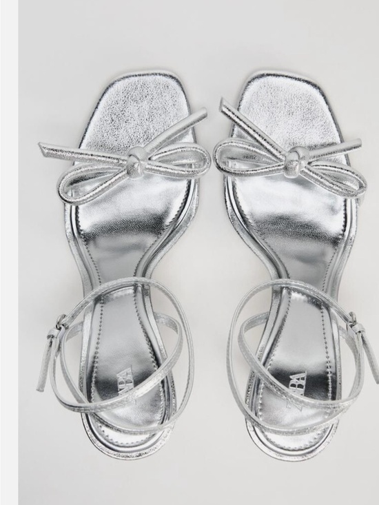 Zara Shoes - Silver Knot Strap Stiletto Sandals - Women